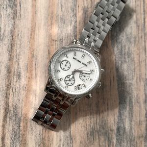 Michael Kors mother of pearl silver watch